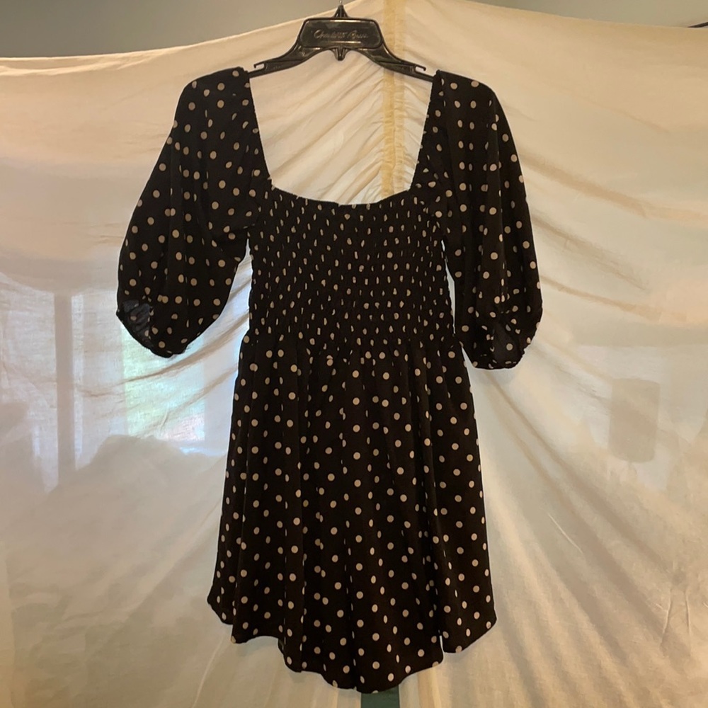 Polka dot puff sleeve romper
